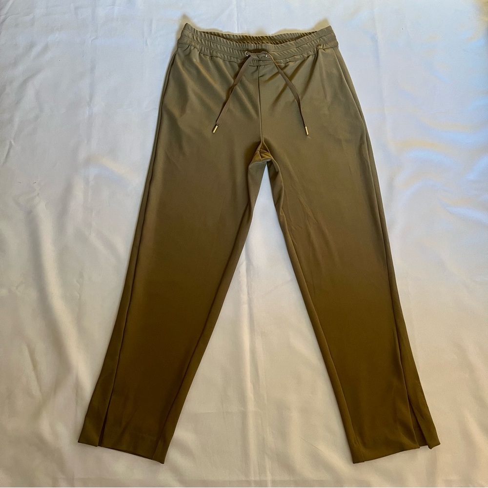 Joie Olive Green Drawstring Elastic Waist Tapered Leg Split Hem Pants Size Small